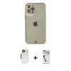 MARSİLYAN™- iPhone 12 Pro Max Kılıf Eksen Minimal Koleksiyonu - Şeffaf Uv Polymer Nano Ekran Koruyucu + Shine Kamera Lens - GD
