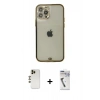 MARSİLYAN™- iPhone 12 Pro Max Kılıf Eksen Minimal Koleksiyonu - Şeffaf Uv Polymer Nano Ekran Koruyucu + Shine Kamera Lens - GD