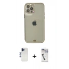 MARSİLYAN™- iPhone 12 Pro Max Kılıf Eksen Minimal Koleksiyonu - Şeffaf Uv Polymer Nano Ekran Koruyucu + Shine Kamera Lens - LT