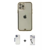 MARSİLYAN™- iPhone 12 Pro Max Kılıf Eksen Minimal Koleksiyonu - Şeffaf Uv Polymer Nano Ekran Koruyucu + Shine Kamera Lens - LT