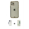 MARSİLYAN™- iPhone 12 Pro Max Kılıf Eksen Minimal Koleksiyonu - Siyah 20D Premium Cam Ekran Koruyucu + Shine Kamera Lens - LT