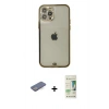 MARSİLYAN™- iPhone 12 Pro Max Kılıf Eksen Minimal Koleksiyonu - Siyah 20D Premium Cam Ekran Koruyucu + Renkli Kamera Lens Koruma Cam - MI