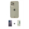 MARSİLYAN™- iPhone 12 Pro Max Kılıf Eksen Minimal Koleksiyonu - Siyah 20D Premium Cam Ekran Koruyucu + Neon Fosforlu Kamera Lens - MI