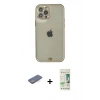 MARSİLYAN™- iPhone 12 Pro Max Kılıf Eksen Minimal Koleksiyonu - Siyah 20D Premium Cam Ekran Koruyucu + Renkli Kamera Lens Koruma Cam - MI