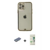 MARSİLYAN™- iPhone 12 Pro Max Kılıf Eksen Minimal Koleksiyonu - Siyah 20D Premium Cam Ekran Koruyucu + Renkli Kamera Lens Koruma Cam - YL