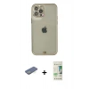 MARSİLYAN™- iPhone 12 Pro Max Kılıf Eksen Minimal Koleksiyonu - Siyah 20D Premium Cam Ekran Koruyucu + Renkli Kamera Lens Koruma Cam - YL