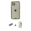 MARSİLYAN™- iPhone 12 Pro Max Kılıf Eksen Minimal Koleksiyonu - Siyah 20D Premium Cam Ekran Koruyucu + Renkli Kamera Lens Koruma Cam - SI
