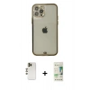 MARSİLYAN™- iPhone 12 Pro Max Kılıf Eksen Minimal Koleksiyonu - Siyah 20D Premium Cam Ekran Koruyucu + Shine Kamera Lens - GD