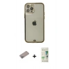 MARSİLYAN™- iPhone 12 Pro Max Kılıf Eksen Minimal Koleksiyonu - Siyah 20D Premium Cam Ekran Koruyucu + Shine Kamera Lens Koruma Cam - SABE