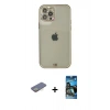 MARSİLYAN™- iPhone 12 Pro Max Kılıf Eksen Minimal Koleksiyonu - Siyah 34D Izgaralı Cam + Renkli Kamera Lens Koruma Cam - SI