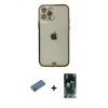 MARSİLYAN™- iPhone 12 Pro Max Kılıf Eksen Minimal Koleksiyonu - Siyah 360 Mat Full Body Arka Koruyucu + Shine Kamera Lens Koruma Cam - GD