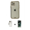 MARSİLYAN™- iPhone 12 Pro Max Kılıf Eksen Minimal Koleksiyonu - Siyah 360 Mat Full Body Arka Koruyucu + Shine Kamera Lens - GD