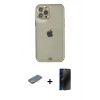 MARSİLYAN™- iPhone 12 Pro Max Kılıf Eksen Minimal Koleksiyonu - Siyah 3D Antistatik Hayalet Cam Ekran Koruyucu + Sarı Renkli Kamera Lens Koruma Cam