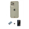 MARSİLYAN™- iPhone 12 Pro Max Kılıf Eksen Minimal Koleksiyonu - Siyah 3D Antistatik Hayalet Cam Ekran Koruyucu + Shine Kamera Lens Koruma Cam - GI