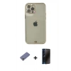MARSİLYAN™- iPhone 12 Pro Max Kılıf Eksen Minimal Koleksiyonu - Siyah 3D Antistatik Hayalet Cam Ekran Koruyucu + Metal Kamera Lens Koruma Cam - GD