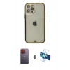 MARSİLYAN™- iPhone 12 Pro Max Kılıf Eksen Minimal Koleksiyonu - Siyah 3D Antistatik Seramik Nano Ekran Koruyucu + Neon Fosforlu Kamera Lens - TU