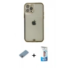 MARSİLYAN™- iPhone 12 Pro Max Kılıf Eksen Minimal Koleksiyonu - Siyah 5D Eko Cam Ekran Koruyucu + Shine Kamera Lens Koruma Cam - GI