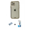 MARSİLYAN™- iPhone 12 Pro Max Kılıf Eksen Minimal Koleksiyonu - Siyah 5D Eko Cam Ekran Koruyucu + Shine Kamera Lens Koruma Cam - MI