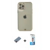MARSİLYAN™- iPhone 12 Pro Max Kılıf Eksen Minimal Koleksiyonu - Siyah 5D Eko Cam Ekran Koruyucu + Metal Kamera Lens Koruma Cam - KI