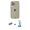 MARSİLYAN™- iPhone 12 Pro Max Kılıf Eksen Minimal Koleksiyonu - Siyah 5D Eko Cam Ekran Koruyucu + Renkli Kamera Lens Koruma Cam - YL