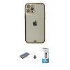 MARSİLYAN™- iPhone 12 Pro Max Kılıf Eksen Minimal Koleksiyonu - Siyah 5D Eko Cam Ekran Koruyucu + Renkli Kamera Lens Koruma Cam - TU