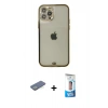 MARSİLYAN™- iPhone 12 Pro Max Kılıf Eksen Minimal Koleksiyonu - Siyah 5D Eko Cam Ekran Koruyucu + Renkli Kamera Lens Koruma Cam - YL