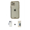 MARSİLYAN™- iPhone 12 Pro Max Kılıf Eksen Minimal Koleksiyonu - Siyah 6D Mat Seramik Hayalet Nano Ekran Koruyucu + Shine Kamera Lens - LT