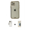 MARSİLYAN™- iPhone 12 Pro Max Kılıf Eksen Minimal Koleksiyonu - Siyah 6D Mat Seramik Hayalet Nano Ekran Koruyucu + Shine Kamera Lens - GD