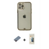 MARSİLYAN™- iPhone 12 Pro Max Kılıf Eksen Minimal Koleksiyonu - Siyah 6D Mat Seramik Hayalet Nano Ekran Koruyucu + Metal Kamera Lens Koruma Cam - KI