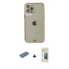 MARSİLYAN™- iPhone 12 Pro Max Kılıf Eksen Minimal Koleksiyonu - Siyah 6D Mat Seramik Hayalet Nano Ekran Koruyucu + Renkli Kamera Lens Koruma Cam - YL