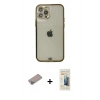 MARSİLYAN™- iPhone 12 Pro Max Kılıf Eksen Minimal Koleksiyonu - Siyah 6D Mat Seramik Hayalet Nano Ekran Koruyucu + Shine Kamera Lens Koruma Cam - SABE