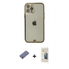 MARSİLYAN™- iPhone 12 Pro Max Kılıf Eksen Minimal Koleksiyonu - Siyah 6D Mat Seramik Hayalet Nano Ekran Koruyucu + Metal Kamera Lens Koruma Cam - GD