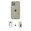 MARSİLYAN™- iPhone 12 Pro Max Kılıf Eksen Minimal Koleksiyonu - Siyah 6D Mat Seramik Hayalet Nano Ekran Koruyucu + Gold Shine Kamera Lens