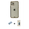MARSİLYAN™- iPhone 12 Pro Max Kılıf Eksen Minimal Koleksiyonu - Siyah 6D Mat Seramik Hayalet Nano Ekran Koruyucu + Shine Kamera Lens Koruma Cam - MI