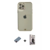 MARSİLYAN™- iPhone 12 Pro Max Kılıf Eksen Minimal Koleksiyonu - Siyah Bilvis Hayalet Cam Ekran Koruyucu + Kırmızı Metal Kamera Lens Koruma Cam