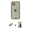 MARSİLYAN™- iPhone 12 Pro Max Kılıf Eksen Minimal Koleksiyonu - Siyah Bilvis Hayalet Cam Ekran Koruyucu + Shine Kamera Lens Koruma Cam - SABE