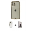 MARSİLYAN™- iPhone 12 Pro Max Kılıf Eksen Minimal Koleksiyonu - Siyah Bilvis Hayalet Cam Ekran Koruyucu + Shine Kamera Lens - GD