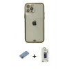 MARSİLYAN™- iPhone 12 Pro Max Kılıf Eksen Minimal Koleksiyonu - Siyah Bilvis Hayalet Cam Ekran Koruyucu + Shine Kamera Lens Koruma Cam - PE