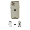 MARSİLYAN™- iPhone 12 Pro Max Kılıf Eksen Minimal Koleksiyonu - Siyah Bilvis Hayalet Cam Ekran Koruyucu + Shine Kamera Lens - LT