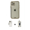 MARSİLYAN™- iPhone 12 Pro Max Kılıf Eksen Minimal Koleksiyonu - Siyah Bilvis Hayalet Cam Ekran Koruyucu + Shine Kamera Lens - GD