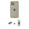 MARSİLYAN™- iPhone 12 Pro Max Kılıf Eksen Minimal Koleksiyonu - Siyah Bilvis Hayalet Cam Ekran Koruyucu + Renkli Kamera Lens Koruma Cam - MI