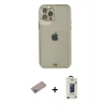 MARSİLYAN™- iPhone 12 Pro Max Kılıf Eksen Minimal Koleksiyonu - Siyah Bilvis Hayalet Cam Ekran Koruyucu + Sierra Blue Shine Kamera Lens Koruma Cam