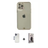 MARSİLYAN™- iPhone 12 Pro Max Kılıf Eksen Minimal Koleksiyonu - Siyah Bilvis Hayalet Cam Ekran Koruyucu + Shine Kamera Lens - LT