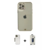MARSİLYAN™- iPhone 12 Pro Max Kılıf Eksen Minimal Koleksiyonu - Siyah Bilvis Hayalet Cam Ekran Koruyucu + Shine Kamera Lens - GD