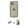 MARSİLYAN™- iPhone 12 Pro Max Kılıf Eksen Minimal Koleksiyonu - Siyah Bilvis Hayalet Cam Ekran Koruyucu + Shine Kamera Lens Koruma Cam - PE