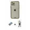 MARSİLYAN™- iPhone 12 Pro Max Kılıf Eksen Minimal Koleksiyonu - Siyah Bilvis Hayalet Cam Ekran Koruyucu + Shine Kamera Lens Koruma Cam - GI