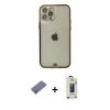 MARSİLYAN™- iPhone 12 Pro Max Kılıf Eksen Minimal Koleksiyonu - Siyah Bilvis Hayalet Cam Ekran Koruyucu + Metal Kamera Lens Koruma Cam - GD