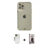 MARSİLYAN™- iPhone 12 Pro Max Kılıf Eksen Minimal Koleksiyonu - Siyah Bilvis Hayalet Cam Ekran Koruyucu + Shine Kamera Lens - GD