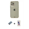 MARSİLYAN™- iPhone 12 Pro Max Kılıf Eksen Minimal Koleksiyonu - Siyah Joko 5D Cam + Kırmızı Metal Kamera Lens Koruma Cam
