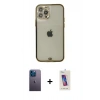MARSİLYAN™- iPhone 12 Pro Max Kılıf Eksen Minimal Koleksiyonu - Siyah Joko 5D Cam + Neon Fosforlu Kamera Lens - MI